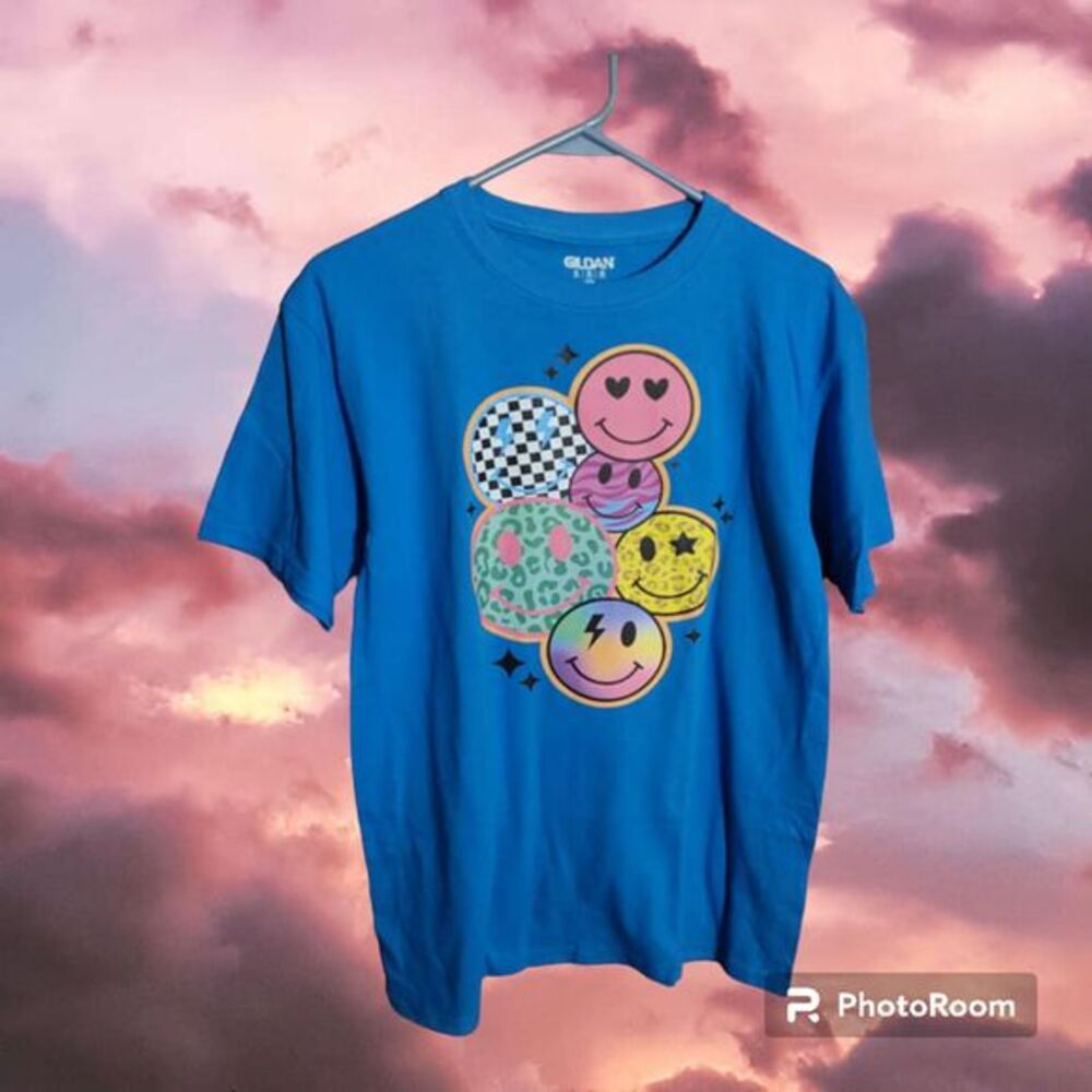 Smiley Faces‎  Custom Blue Youth XL